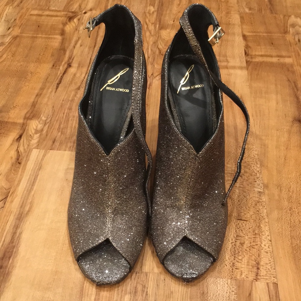 Brian Atwood glitter mesh ankle booties